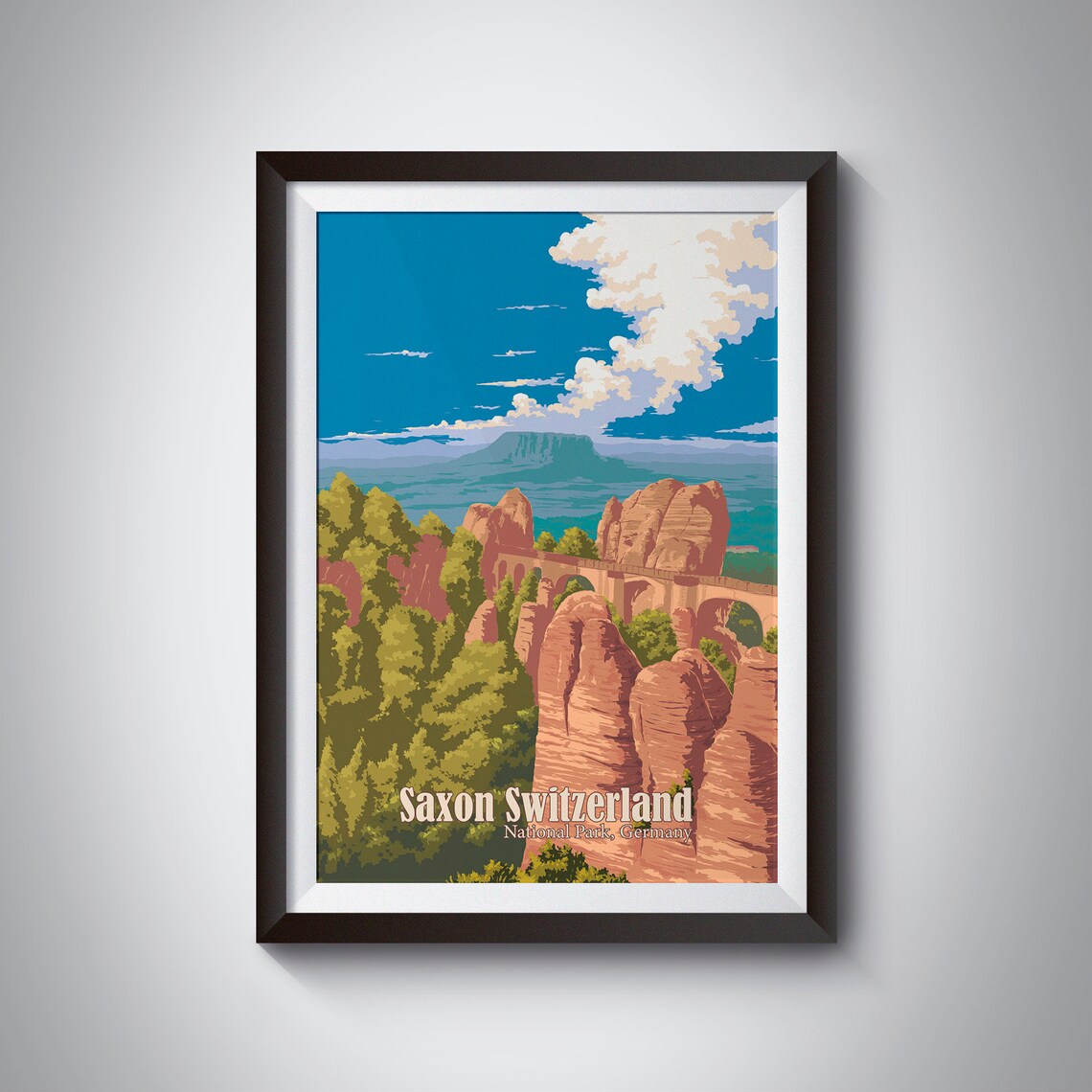 Saxon Switzerland Germany Bastei Bridge Sandstone Travel Poster