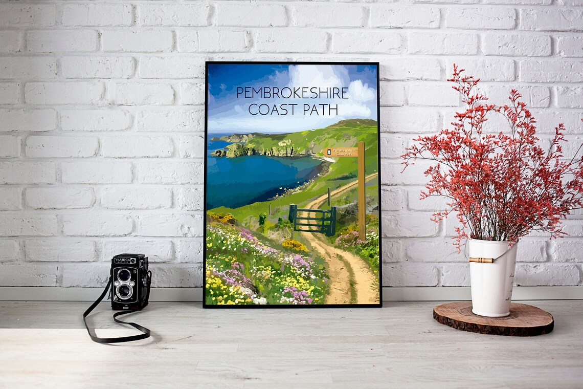 Pembrokeshire Coast Path Travel Poster, Southwest Wales - Image 3