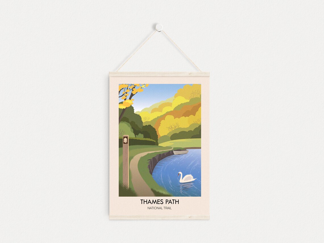 Thames Path National Trail Vintage Travel Poster - Image 4