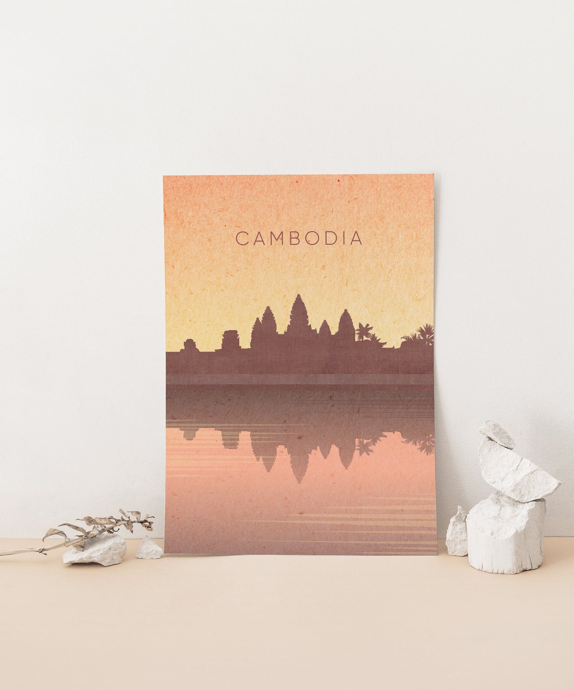 Cambodia Angkor Wat Temple Sunrise Still Water Reflection Poster - Image 4