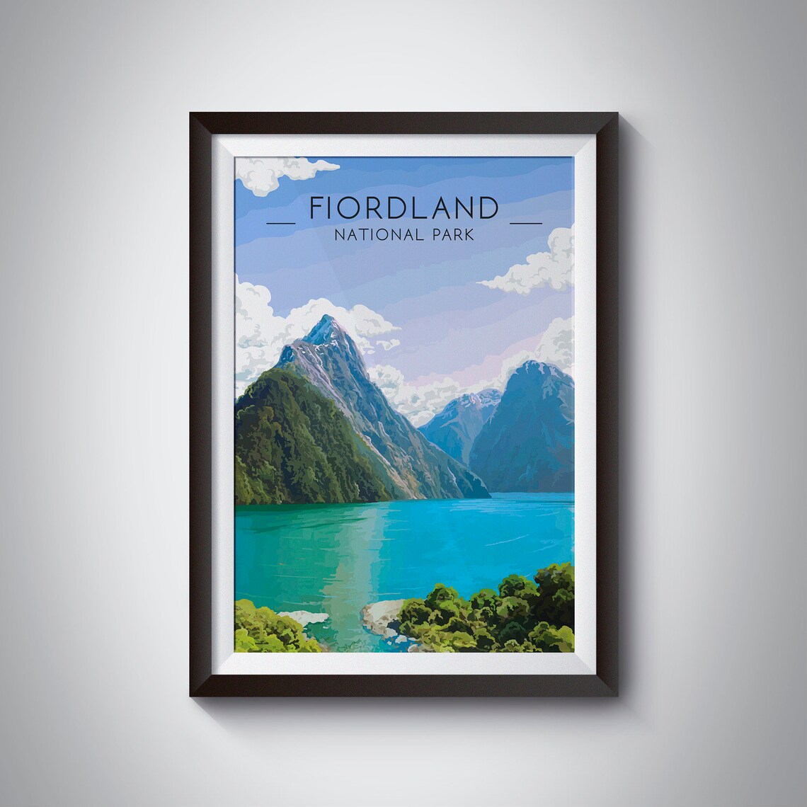 Fiordland National Park Travel Poster, New Zealand