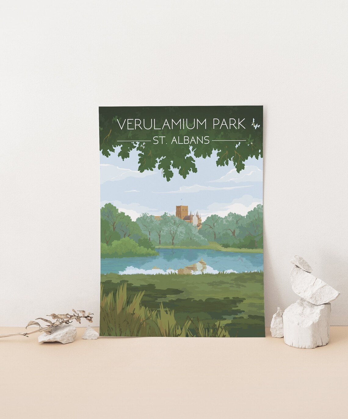 Verulamium Park St Albans Vintage Travel Poster - Image 4