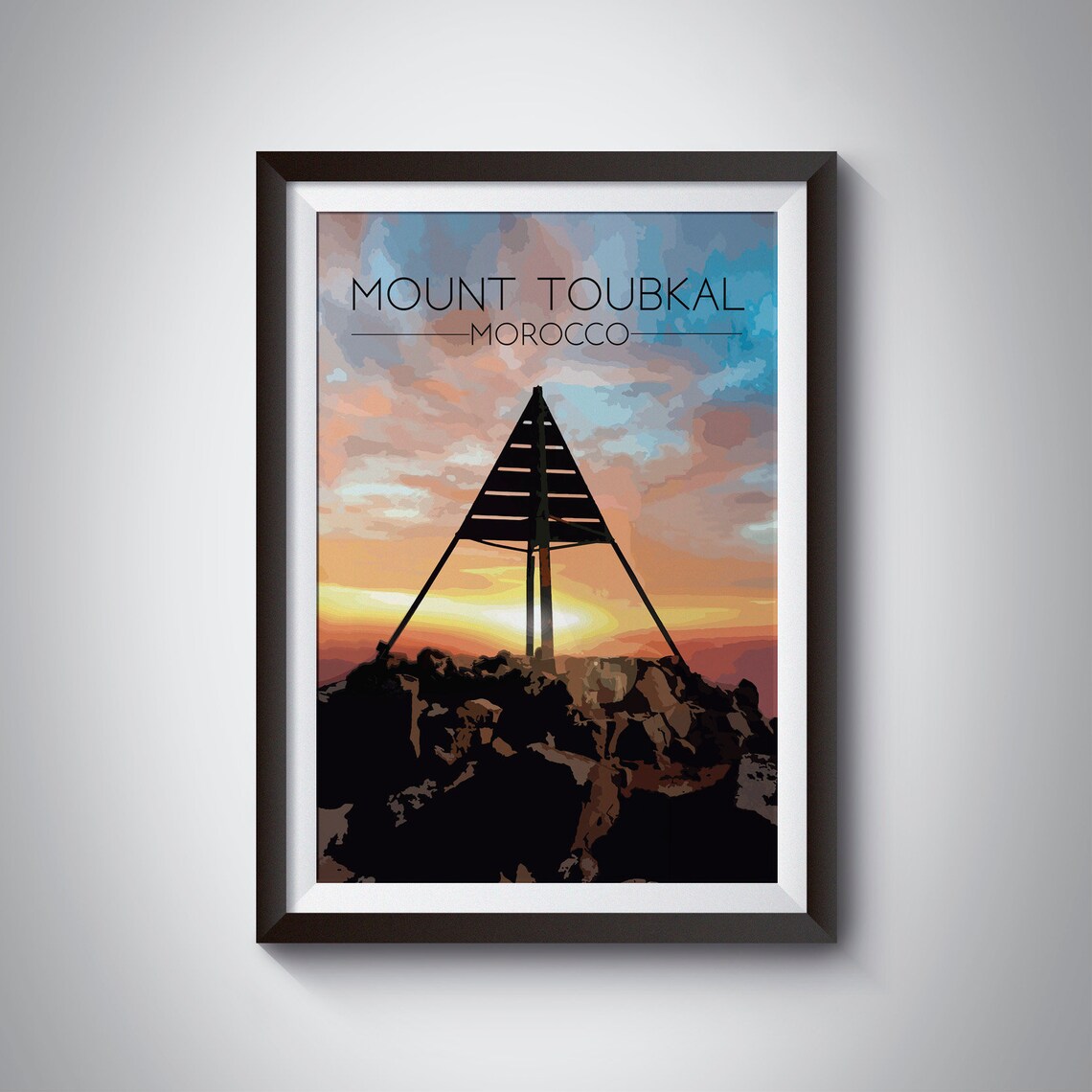 Mount Toubkal Morocco Travel Poster, Atlas Mountains