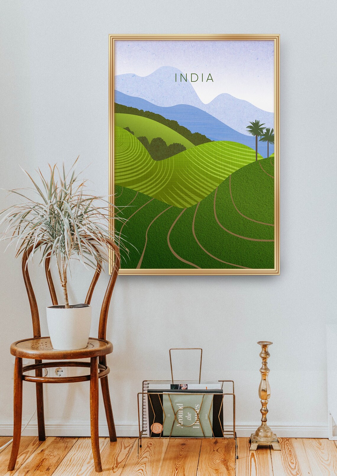 India Munnar Kerala Tea Plantation Green Hills Travel Poster - Image 2