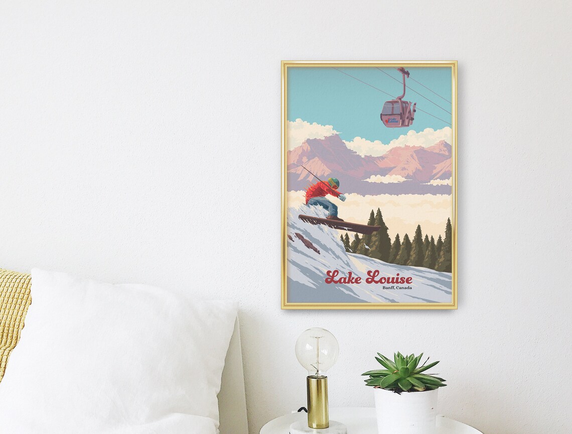 Lake Louise Ski Resort Vintage Travel Poster Print - Image 3