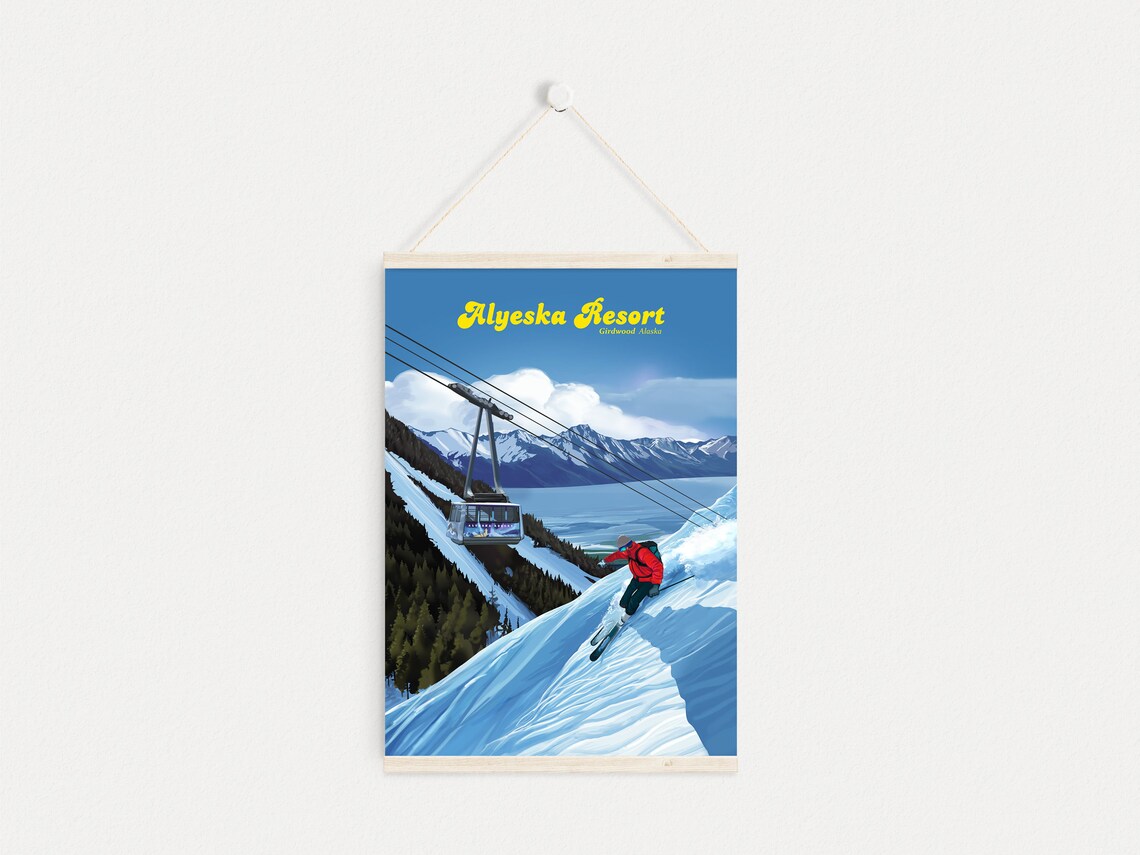 Alyeska Ski Resort Vintage Travel Poster, Alaska - Image 4