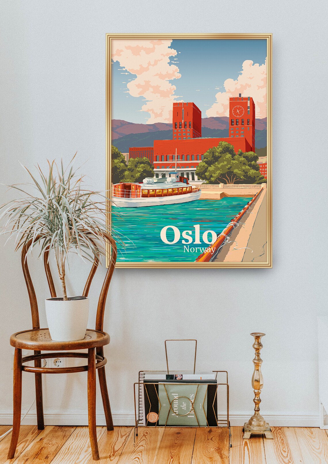 Oslo Norway Vintage Scenic Fjord Waterfront City Travel Poster - Image 2