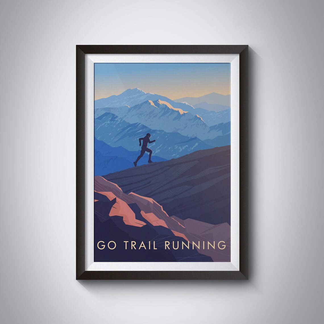 Go Trail Running Travel Poster, Outdoor Adventure