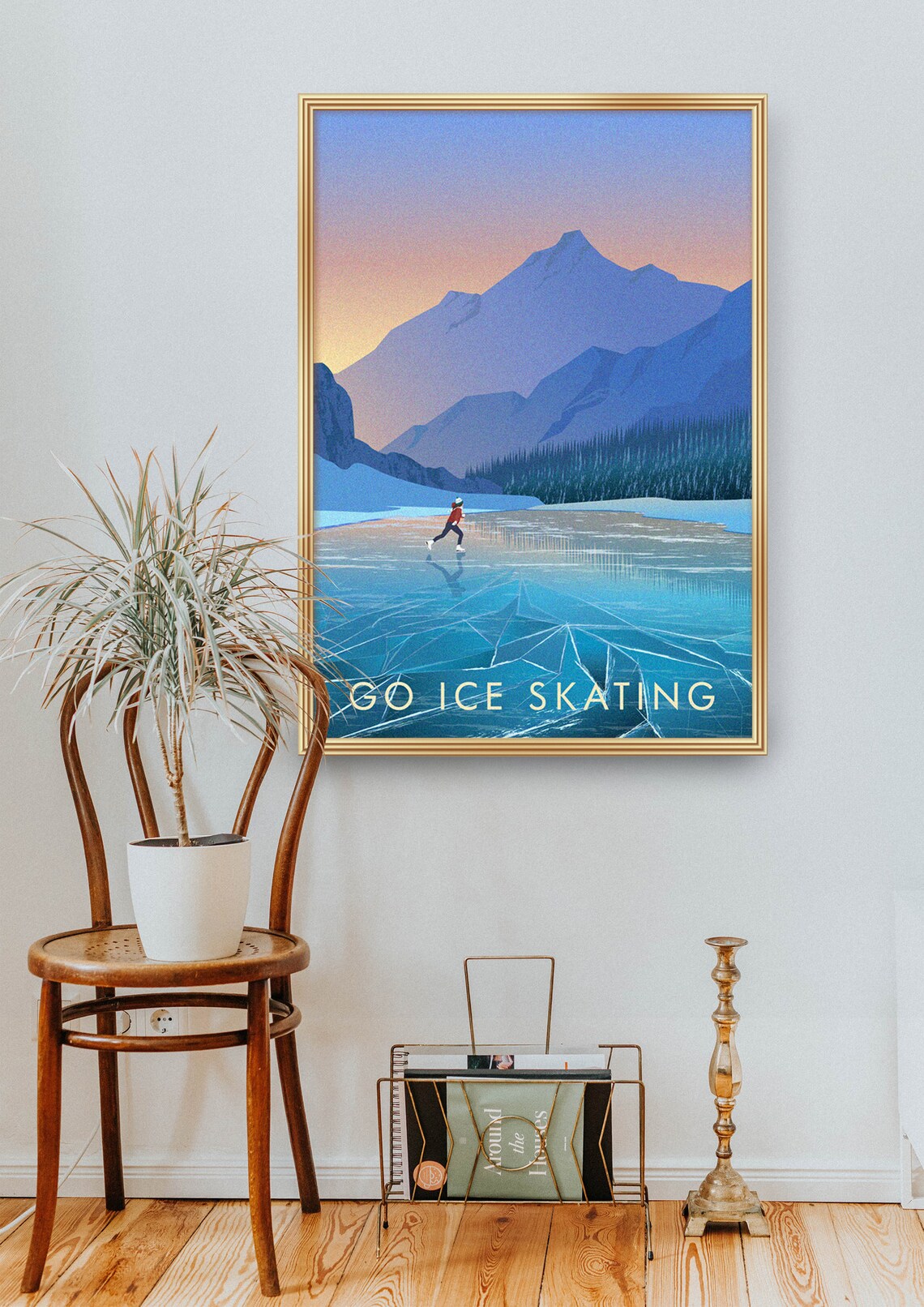 Go Ice Skating Vintage Travel Poster, Winter Sports - Image 2