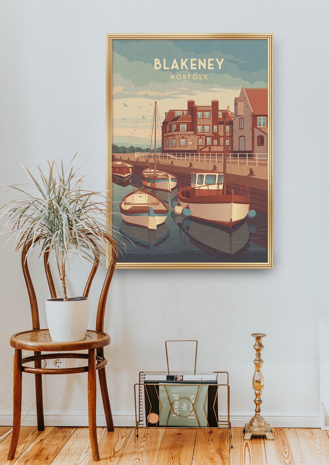 Blakeney Norfolk Harbour Fishing Boats Vintage Travel Poster - Image 2