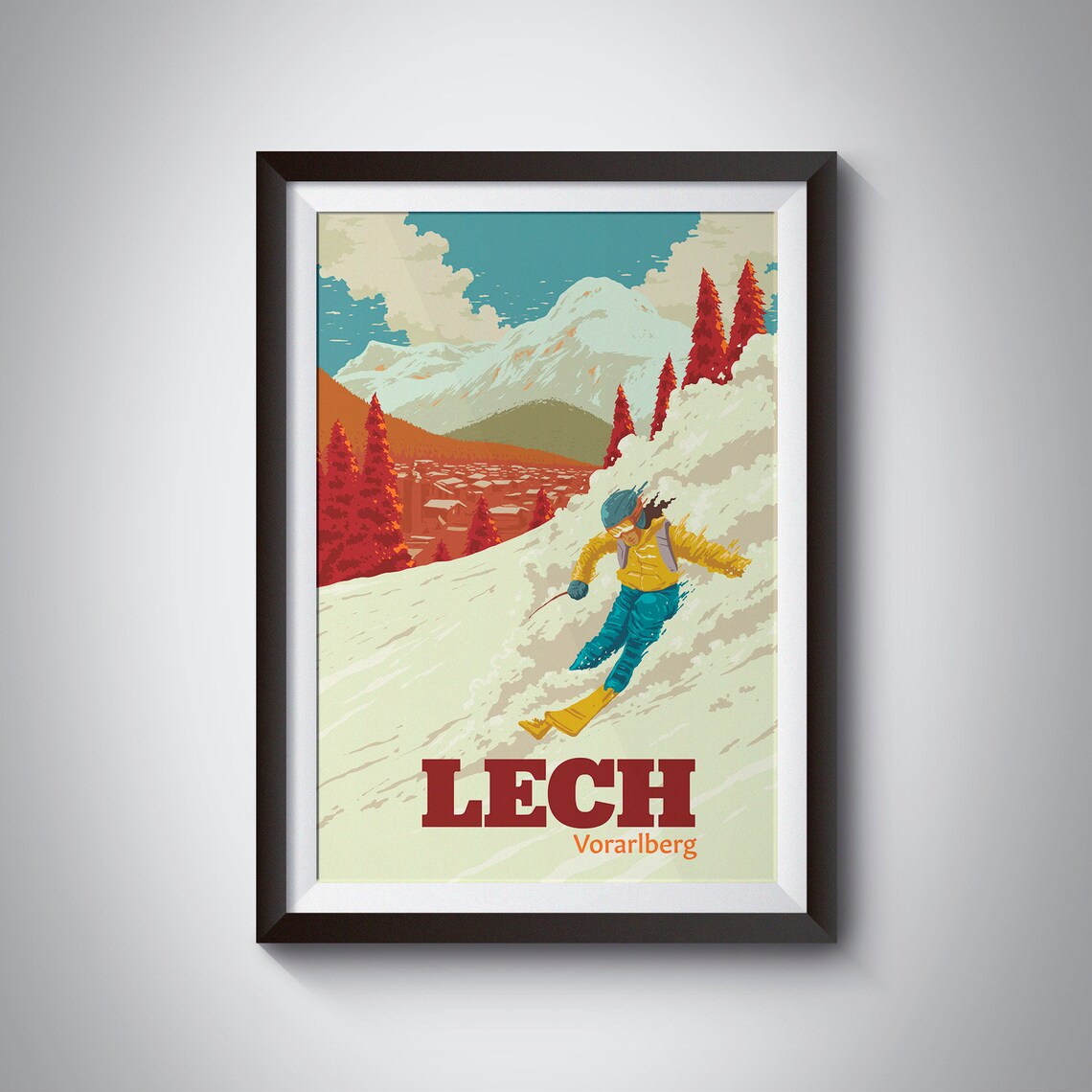 Lech Ski Resort Vintage Retro Travel Poster