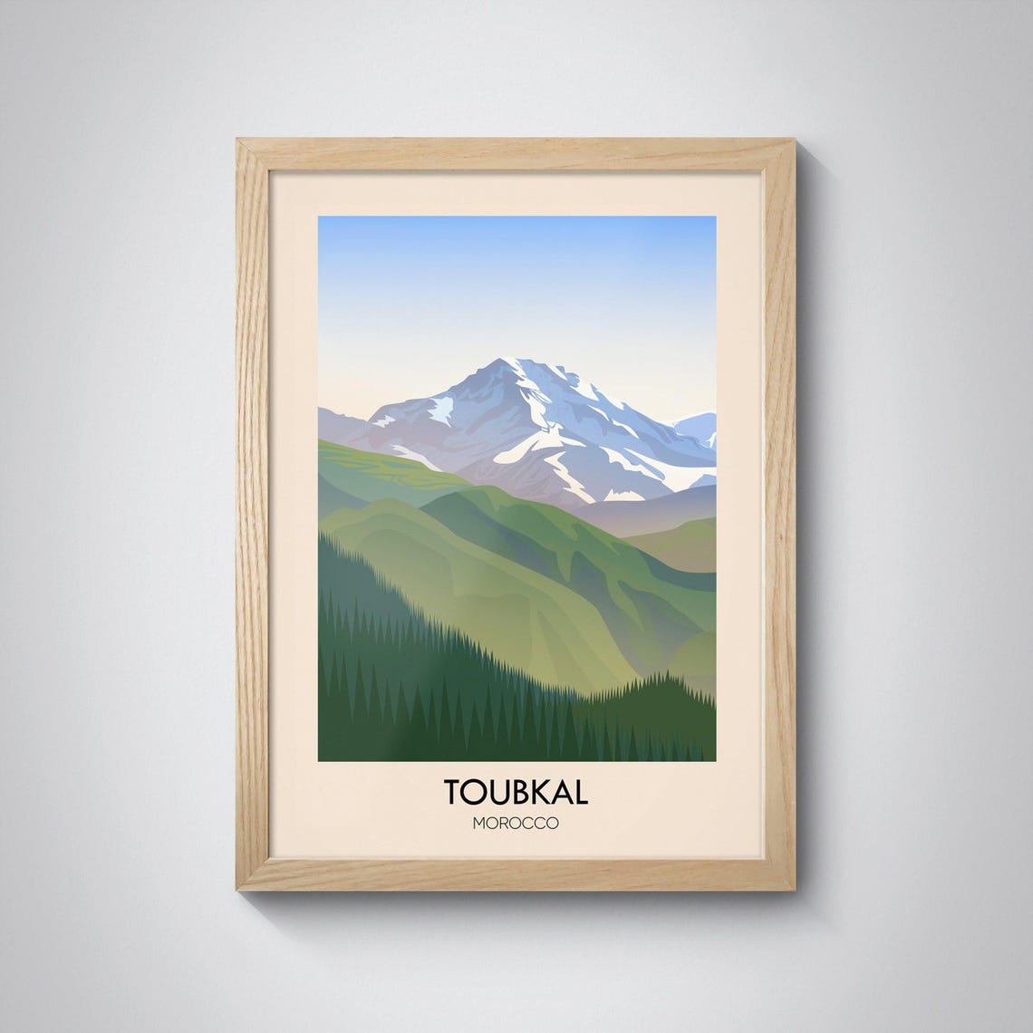Toubkal Morocco Atlas Mountains Snow Peak Minimalist Travel Poster - Image 3