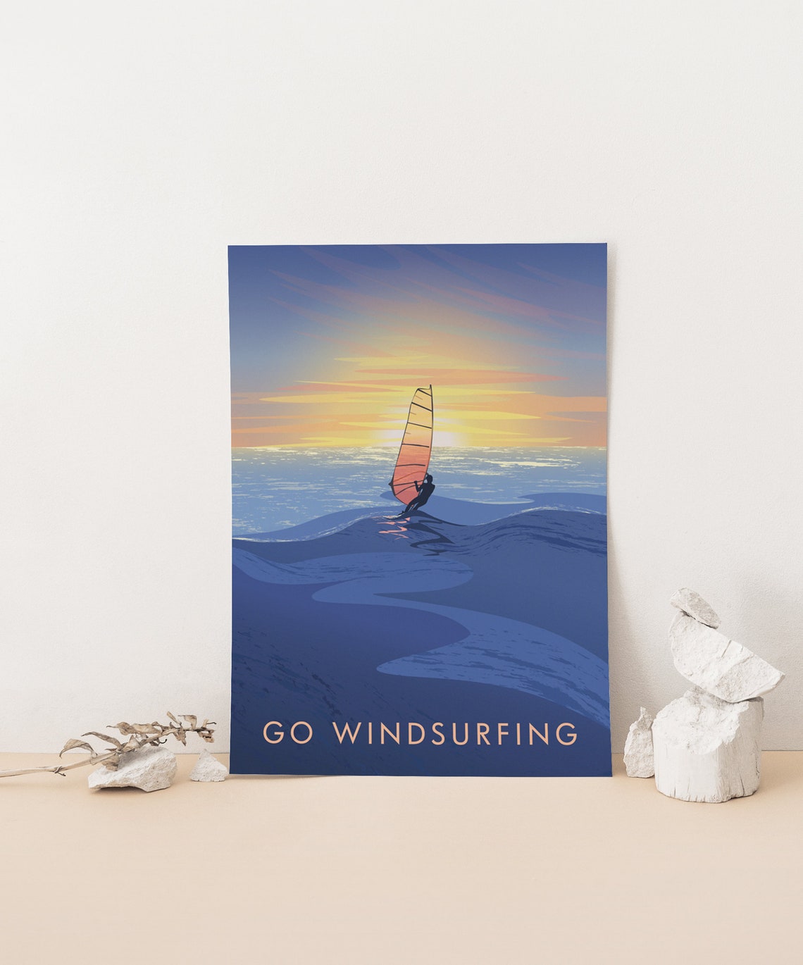 Go Windsurfing Sunset Ocean Waves Sailing Silhouette Sport Poster - Image 4
