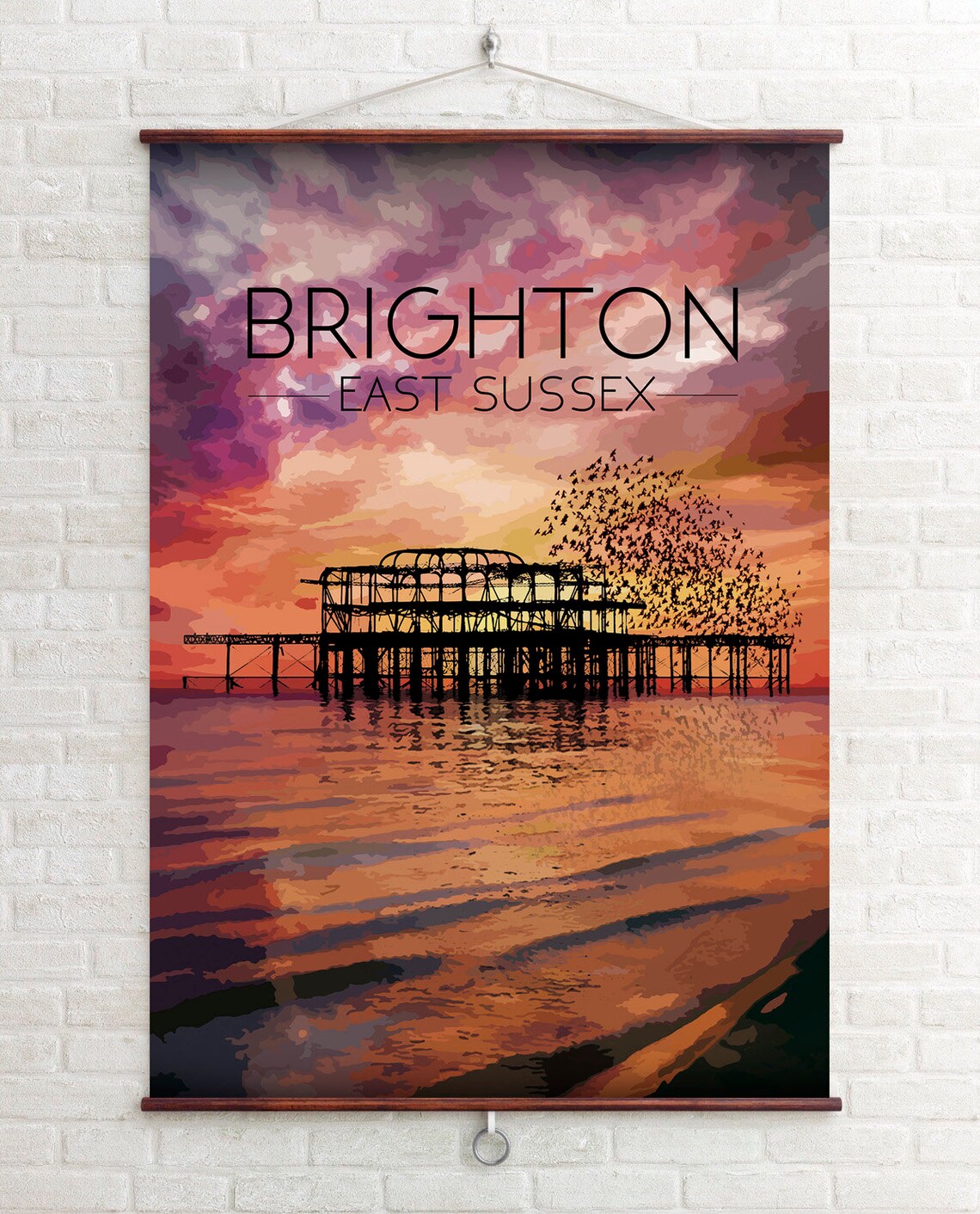 Brighton Beach Travel Poster, West Pier East Sussex - Image 4