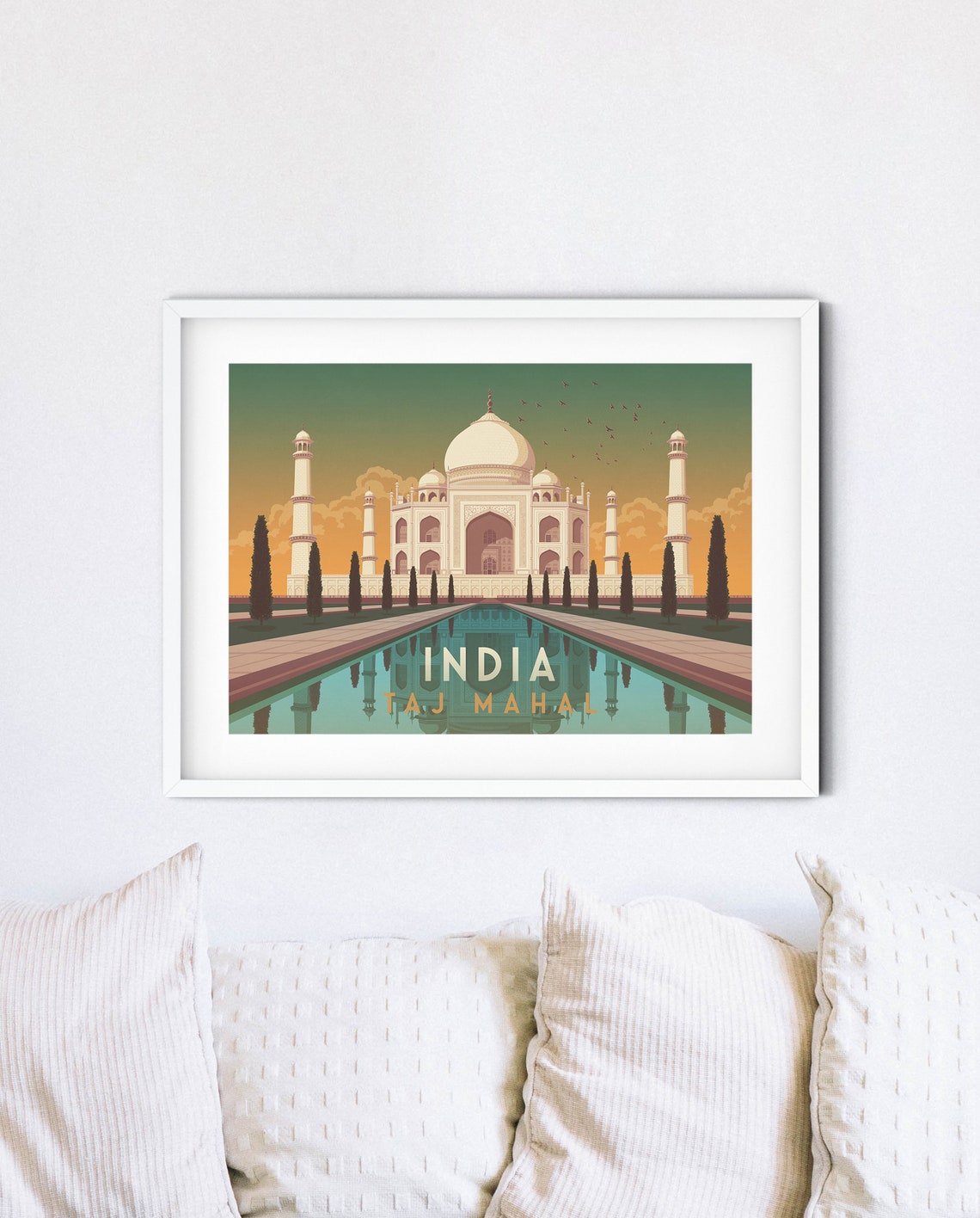 India Taj Mahal Travel Poster Agra India Travel Print Indian Wall Art Vintage Taj Mahal Print Vintage Travel Poster Art Deco Retro - Image 4
