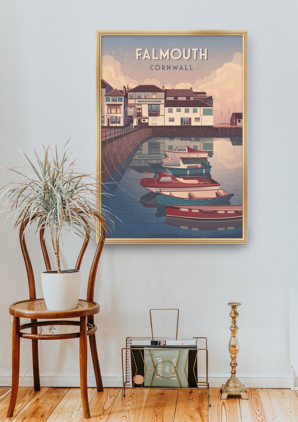 Falmouth Cornwall Harbour Sailing Boats Retro Seaside Travel Poster - Image 2