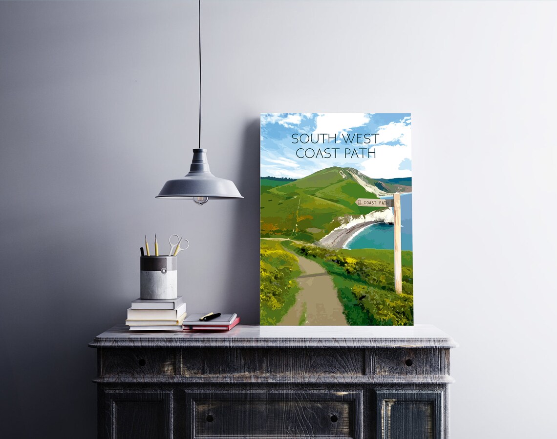 South West Coast Path Travel Poster, Jurassic Coast Map - Image 2