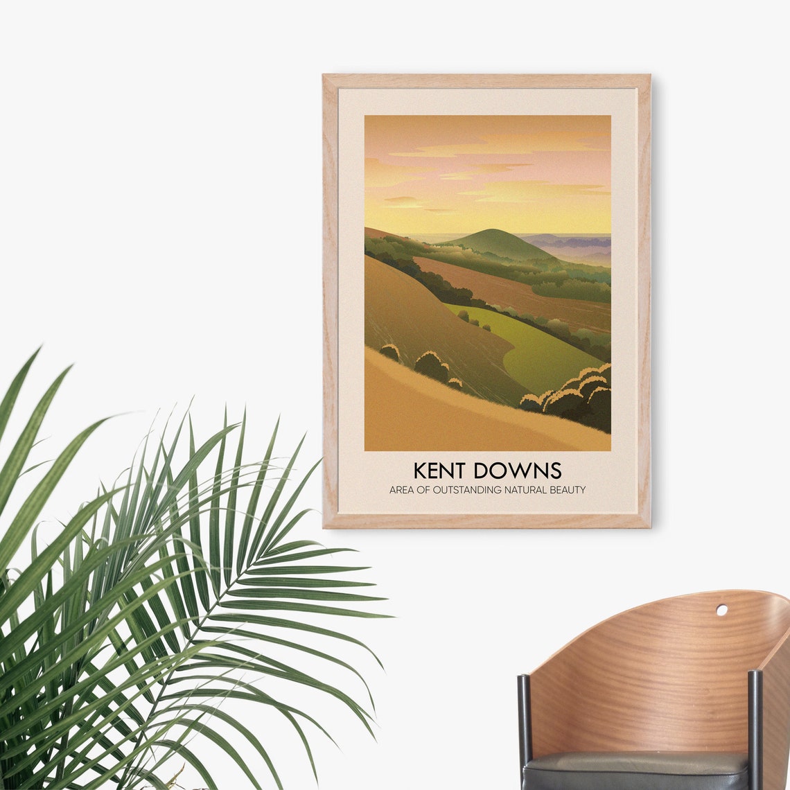 Kent Downs Rolling English Hills Sunset Vintage Travel Art Poster - Image 3