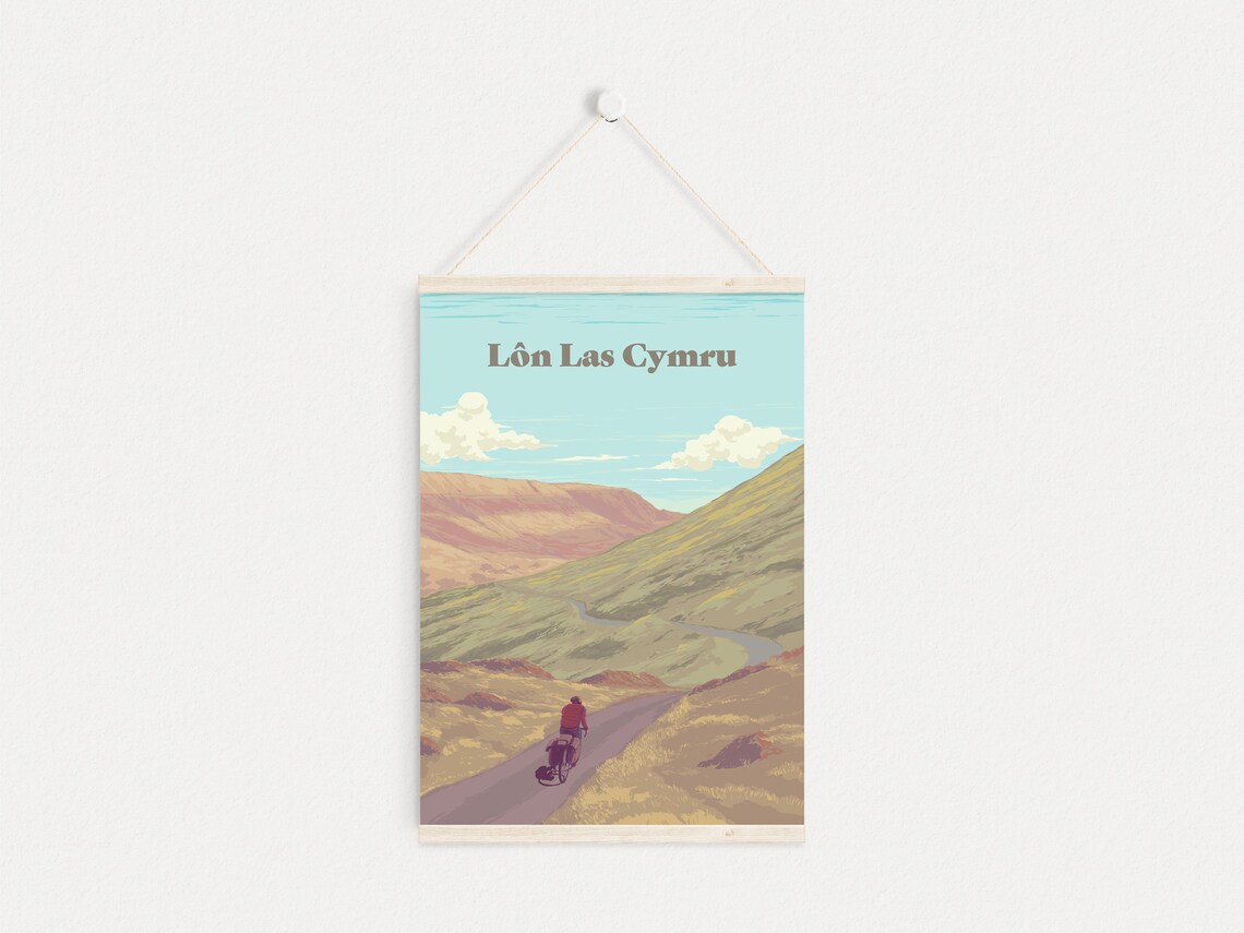 Lôn Las Cymru Wales Mountain Road Cycling Adventure Travel Poster - Image 4