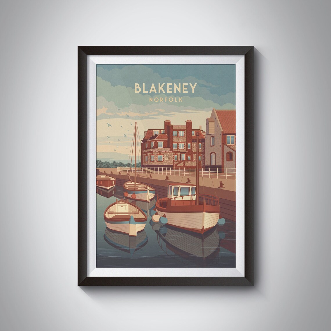 Blakeney Norfolk Harbour Fishing Boats Vintage Travel Poster