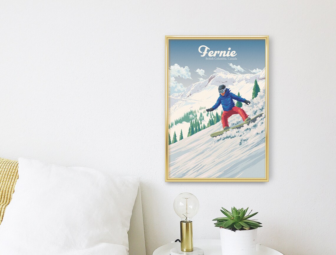 Fernie Snowboarding Poster, British Columbia Travel Poster - Image 3
