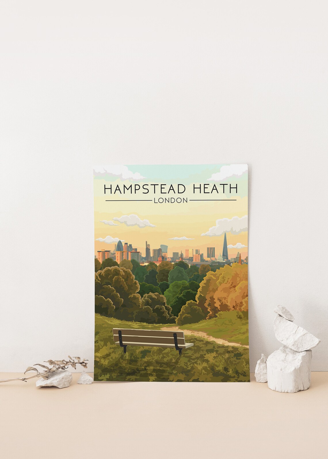 Hampstead Heath London Skyline Travel Poster - Image 4