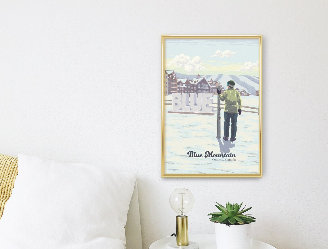 Blue Mountain Ski Resort Vintage Travel Poster - Image 3