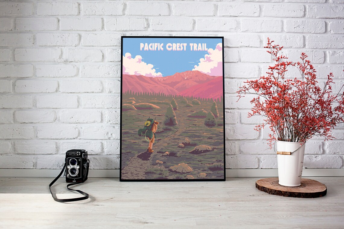 Pacific Crest Trail Travel Poster, USA Hike Map - Image 3