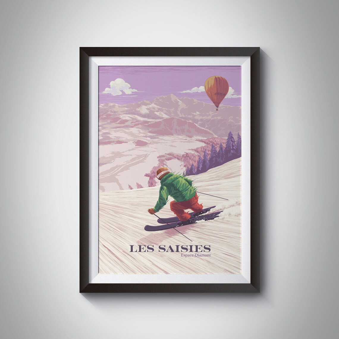 Les Saisies Ski Resort Vintage Travel Poster