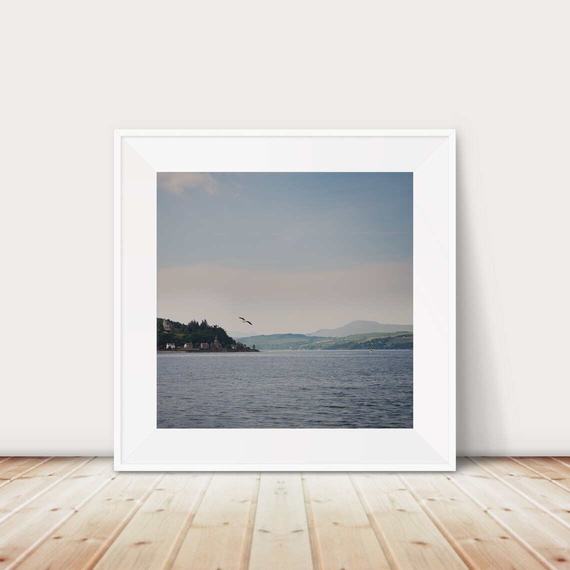Firth Of Clyde Shoreline Village With A Bird In Flight Poster