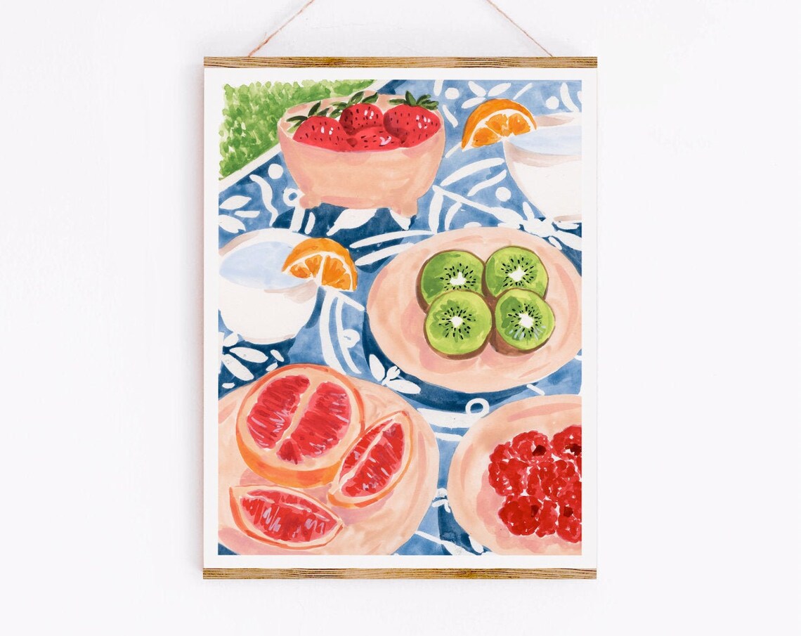 Fruit Painting Kitchen Art Print, Summer Picnic - Image 4