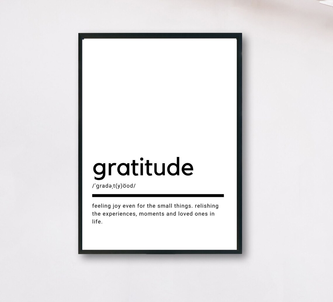 Gratitude Definition Quote, Typography Decor