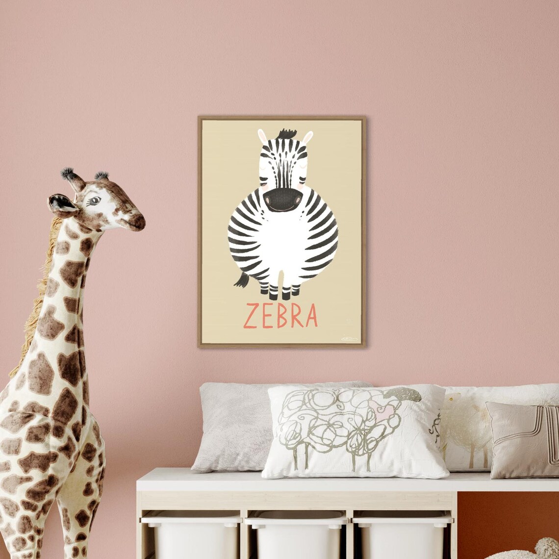 Smiling Zebra Cute Nursery Safari Animal Baby Bedroom Wall Art - Image 2
