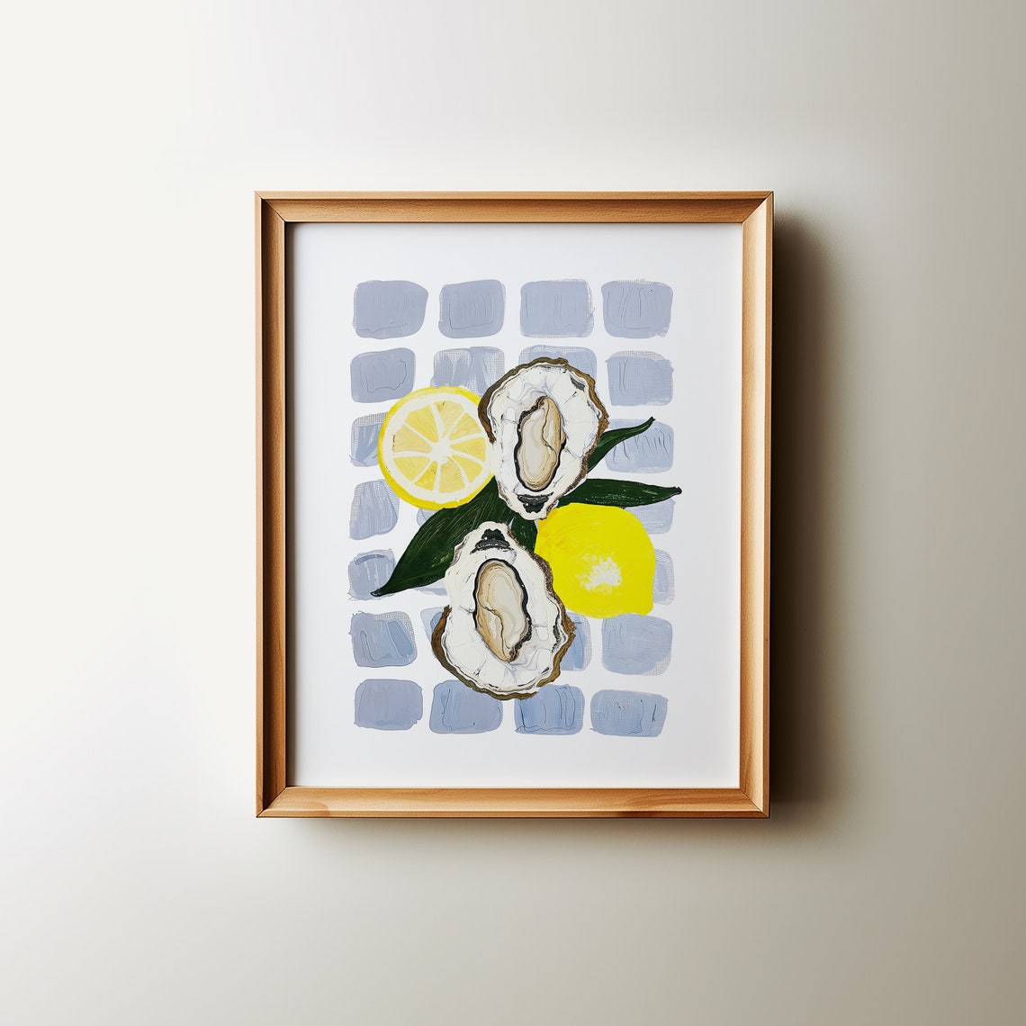 Oysters and Lemons Summer Kitchen Food Illustration Art Poster