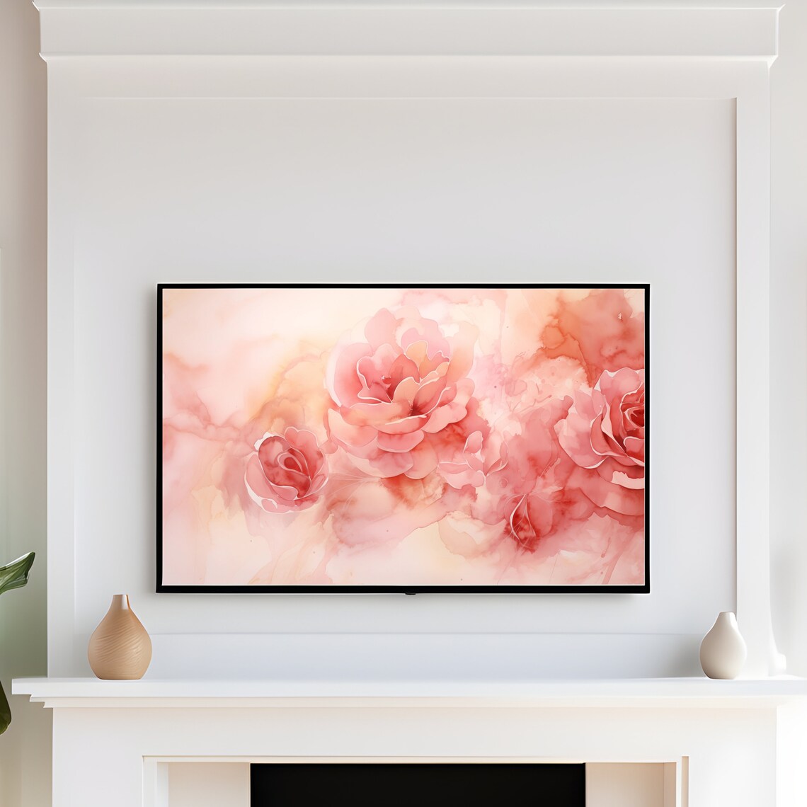 Blush Pink Roses Watercolor Soft Romantic Floral Bouquet Art Print - Image 2