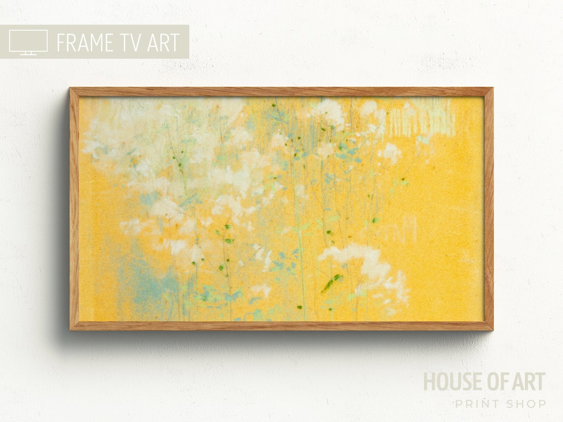 Golden Ochre Wildflower Meadow Abstract Yellow Floral Wall Art - Image 3