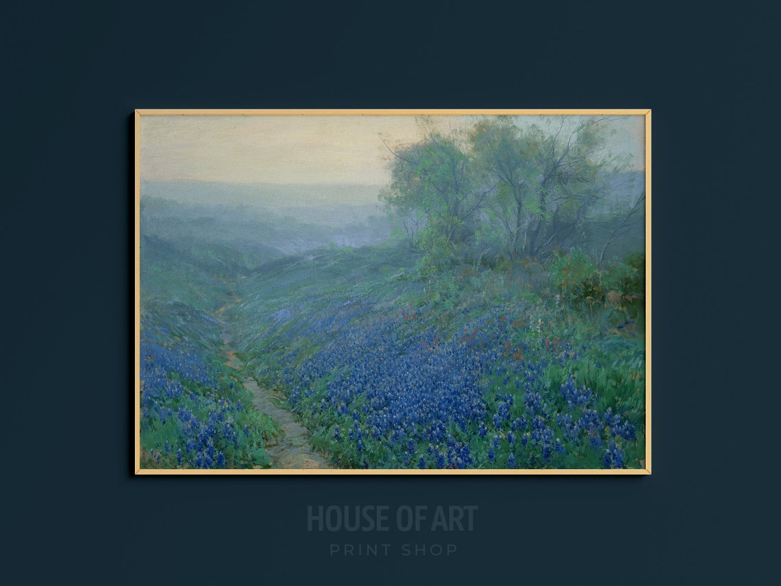 Texas Bluebonnet Field Wildflower Hill Country Landscape Art Print - Image 3