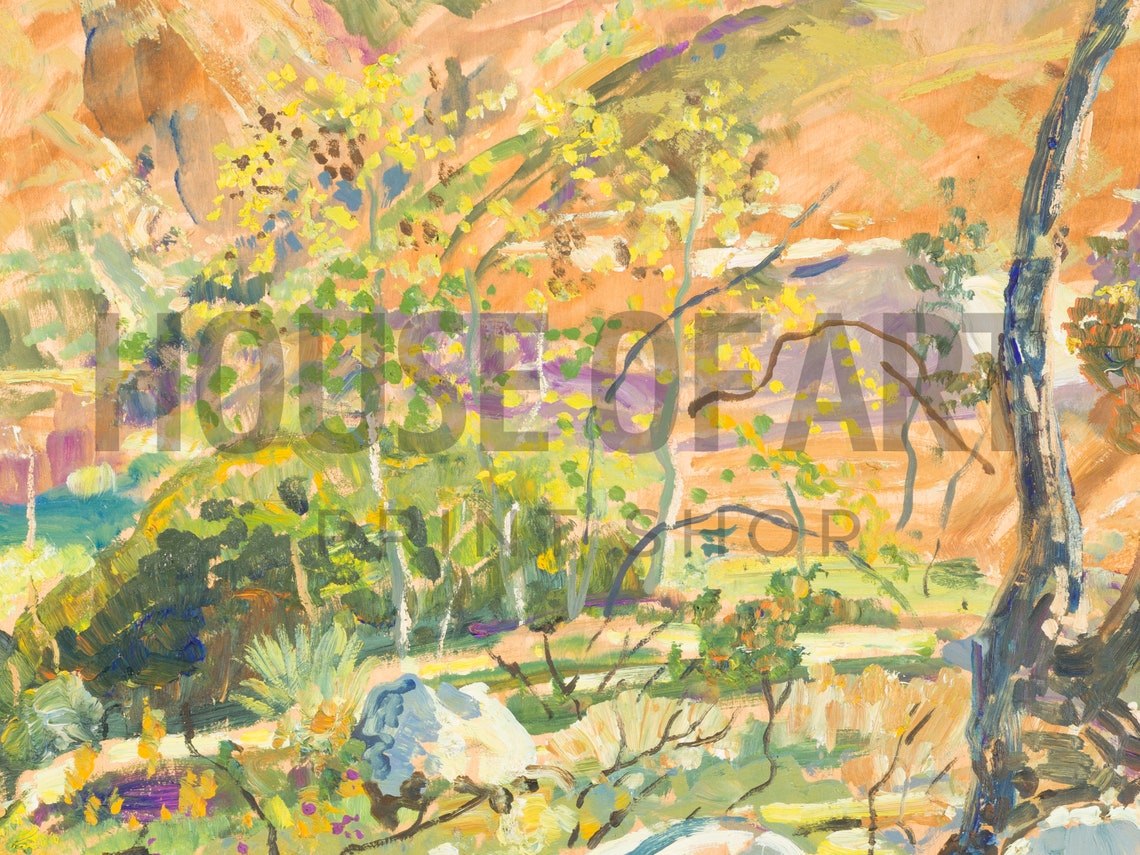 Colorful California Canyon Mountains Impressionist Landscape Print - Image 2