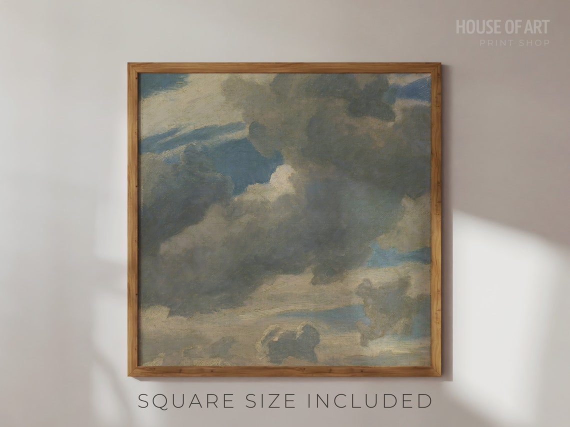 Vintage Cloud Study Dramatic Moody Sky Antique Oil Painting Art Poster - Image 2