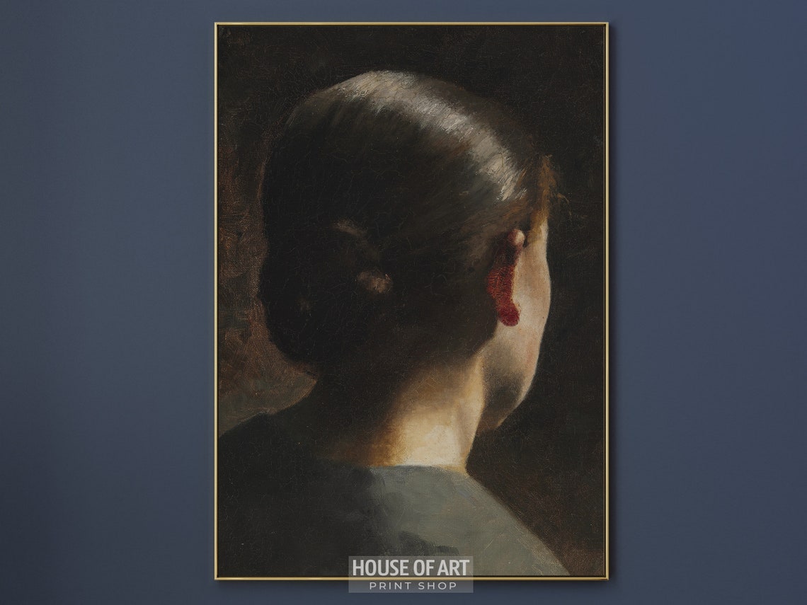 Moody Portrait Print Dark Academia Painting Vintage Moody Art Print Artful Female Art Muted Neutral Decor Farmhouse Wall Art - Image 3