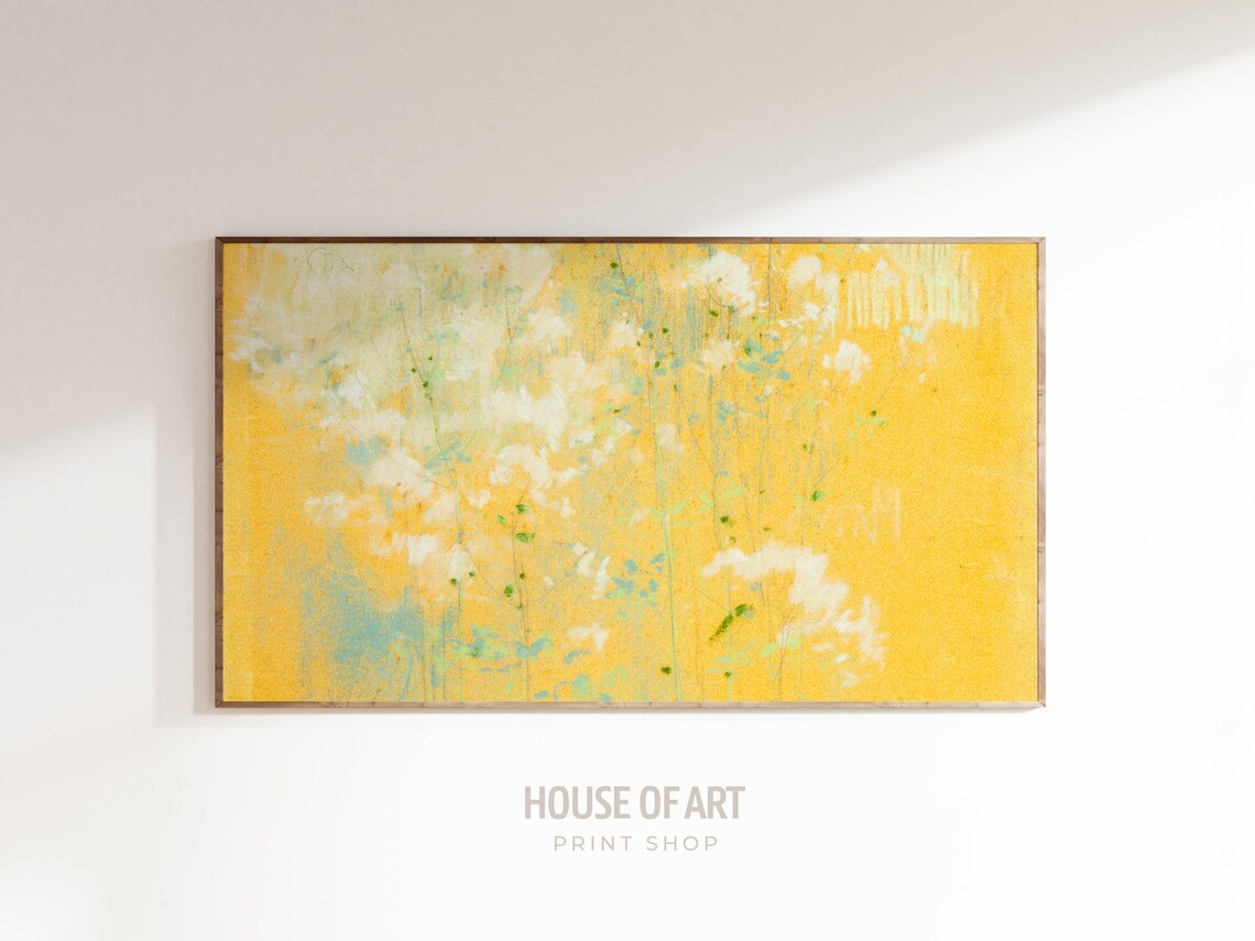 Golden Ochre Wildflower Meadow Abstract Yellow Floral Wall Art