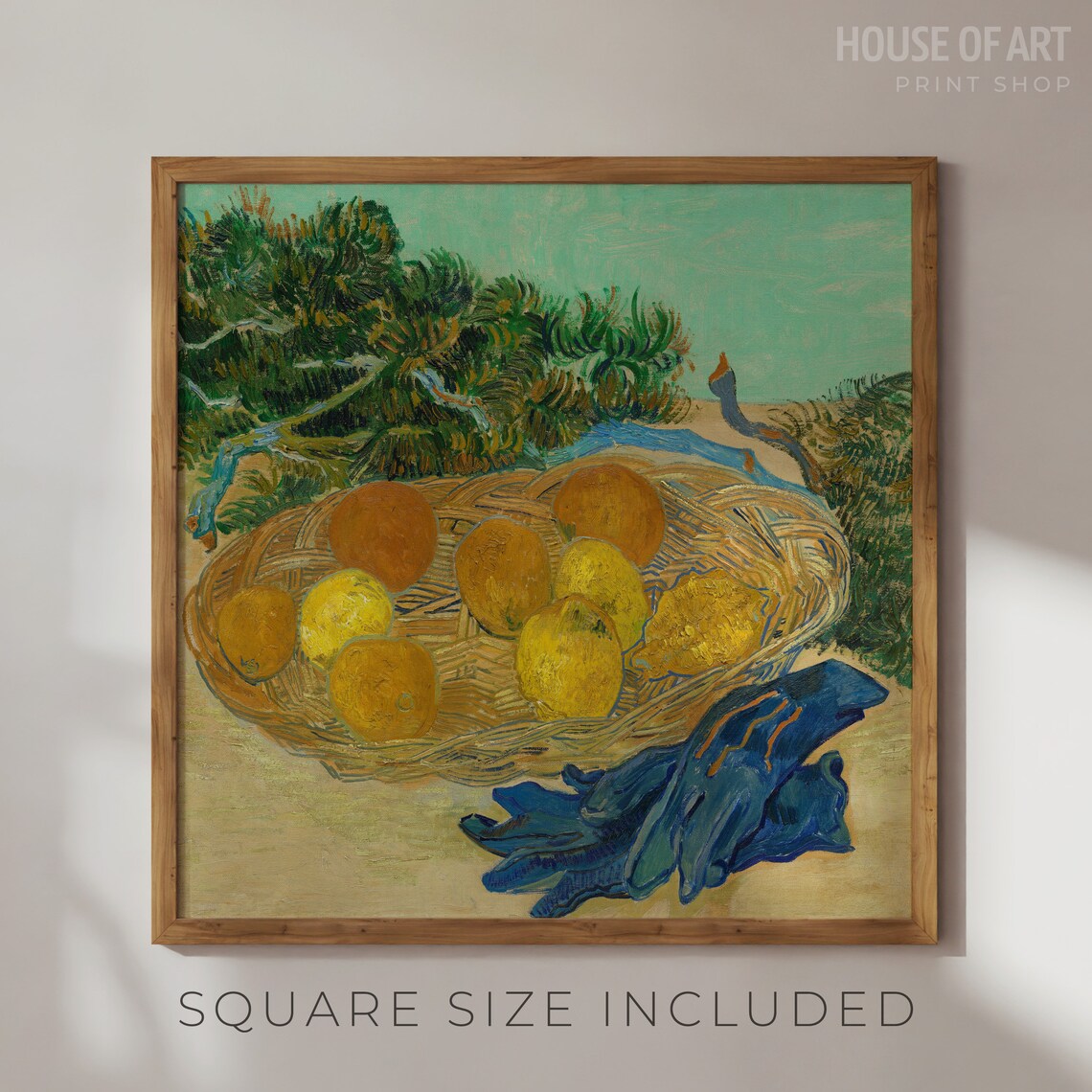 Van Gogh Basket of Lemons Oranges Blue Gloves Still Life Print - Image 2