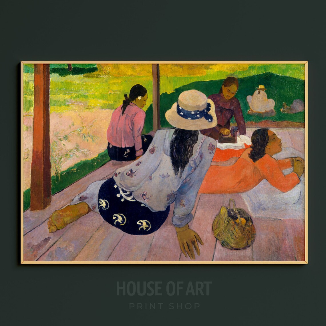 Paul Gauguin La Sieste 1894 Tahitian Women Resting Bold Color Art Print - Image 3