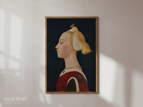 Classic Profile Portrait Of Young Woman Renaissance Style Vintage Art Print