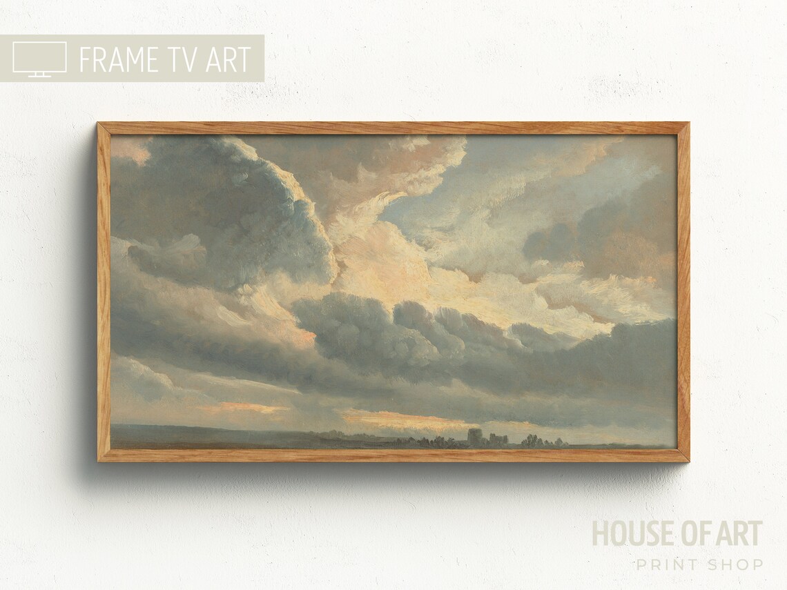 Golden Sunset Clouds Sky Vast Horizon Vintage Oil Painting Poster