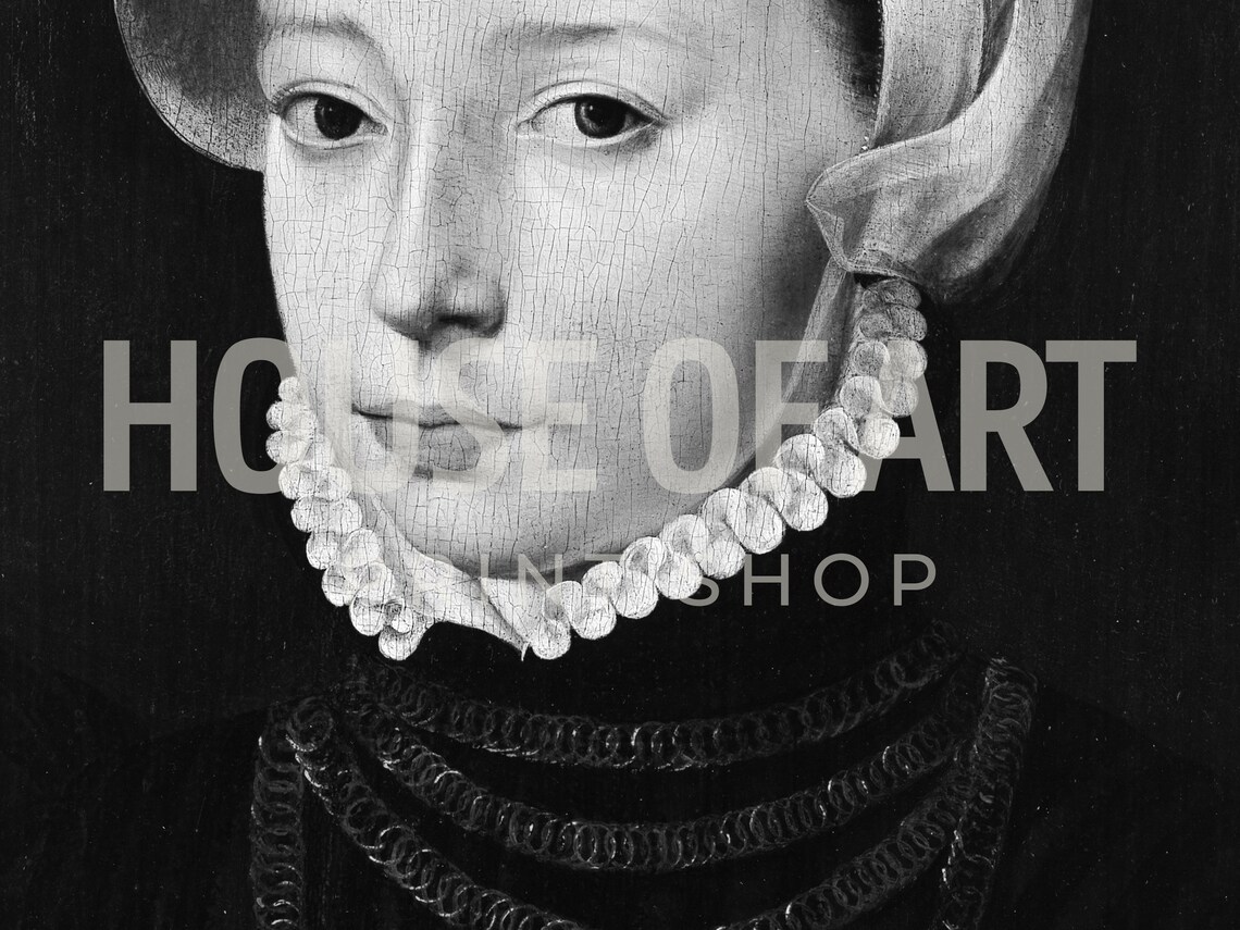 Black And White Portrait Of Young Woman White Cap Vintage Art Poster - Image 2