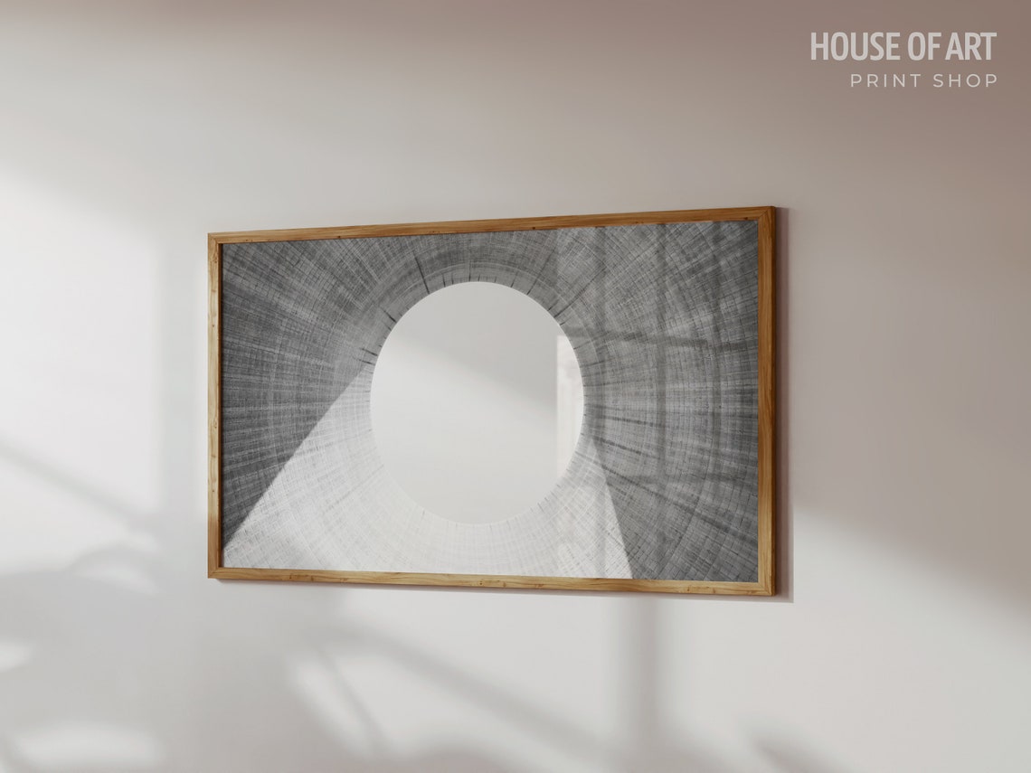 Frame Tv Art Abstract Architecture Photography Geometric Contemporary Concrete Grayscale Circle Sun Light Shadow