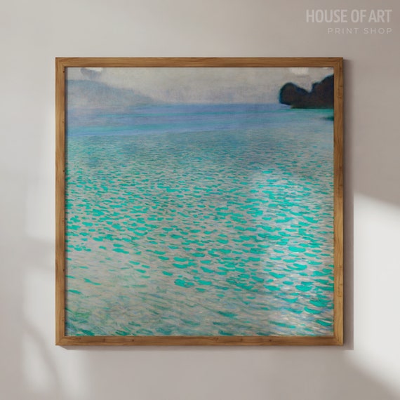 Vibrant Lake Art Water Ripples Seascape Painting Square Landscape Art Colorful Wall Art Abstract Gallery Wall Print Wall Art