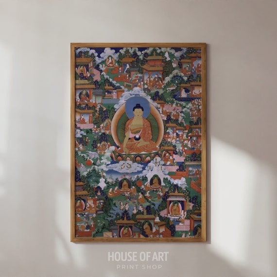 Buddha Shakyamuni Painting Buddhist Wall Art Tibetan Drawing Spiritual Home Decor Yoga Poster Gallery Wall Print Wall Art