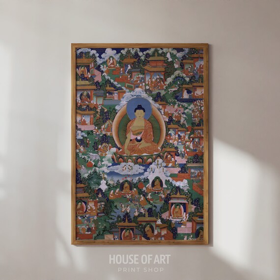 Buddha Shakyamuni Tibetan Thangka Painting Spiritual Buddhist Art Poster